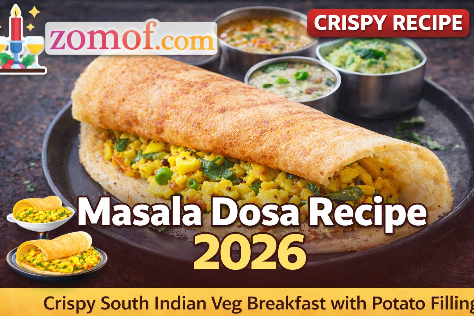 Masala Dosa Recipe 2026 🥞 Crispy South Indian Veg Breakfast with Potato Filling